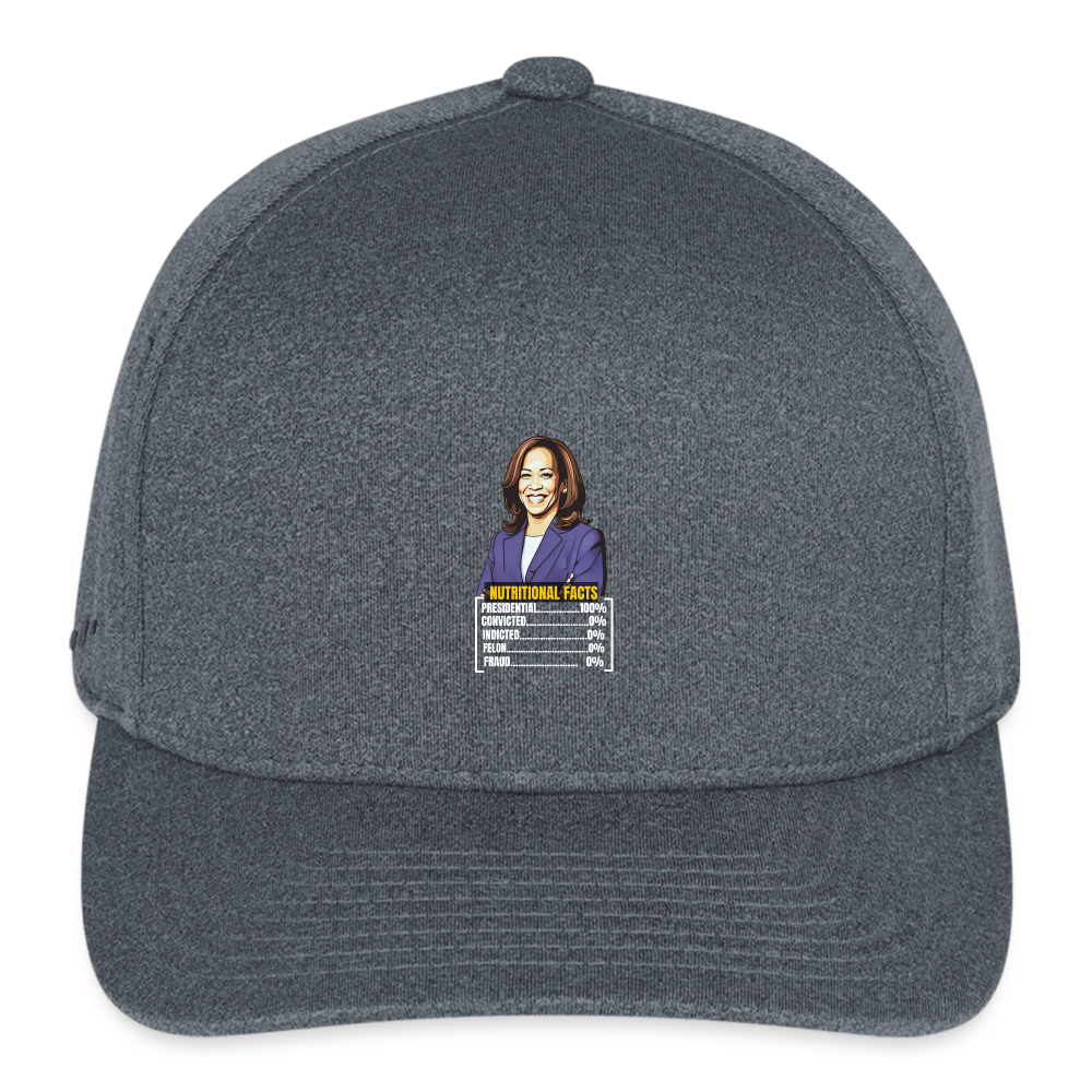 Kamala Harris 2024 presidential nutrition facts, Flexfit Fitted Melange Baseball Cap - dark heather gray