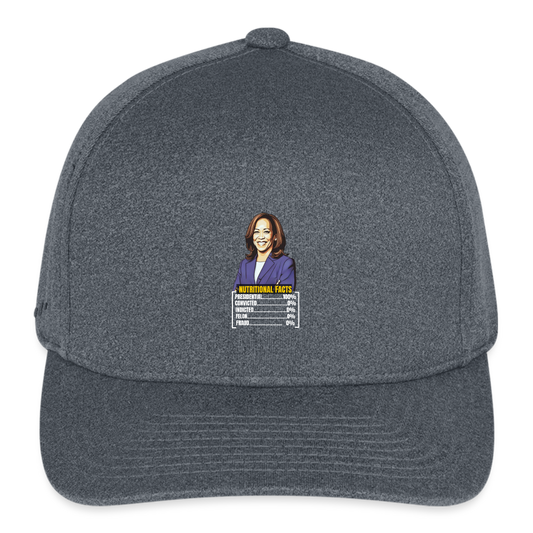 Kamala Harris 2024 presidential nutrition facts, Flexfit Fitted Melange Baseball Cap - dark heather gray