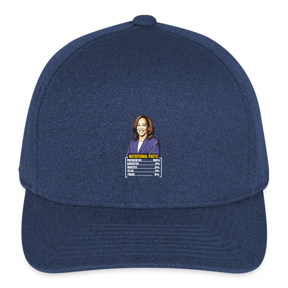 Kamala Harris 2024 presidential nutrition facts, Flexfit Fitted Melange Baseball Cap - heather navy