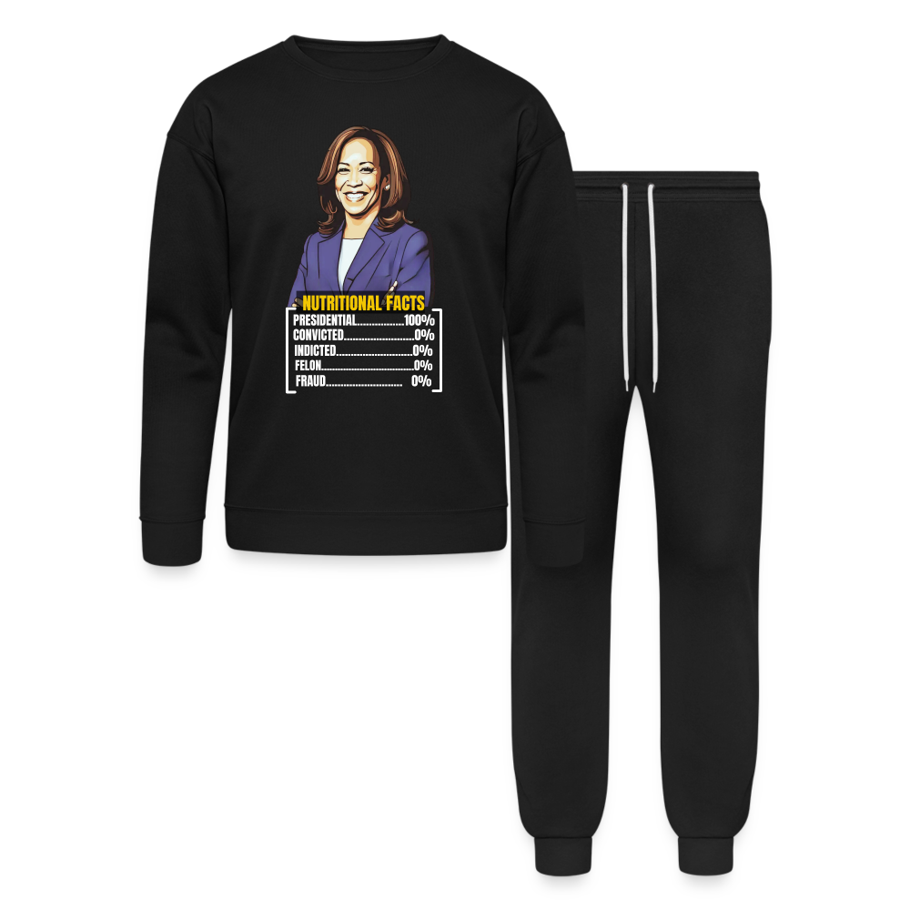 Kamala Harris 2024 presidential nutrition facts, Bella + Canvas Unisex Lounge Wear Set - black