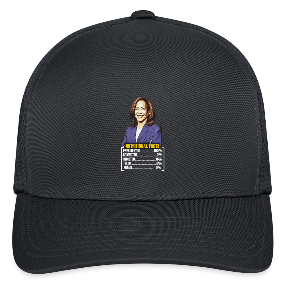 Kamala Harris 2024 presidential nutrition facts, Flexfit Fitted Baseball Cap - charcoal