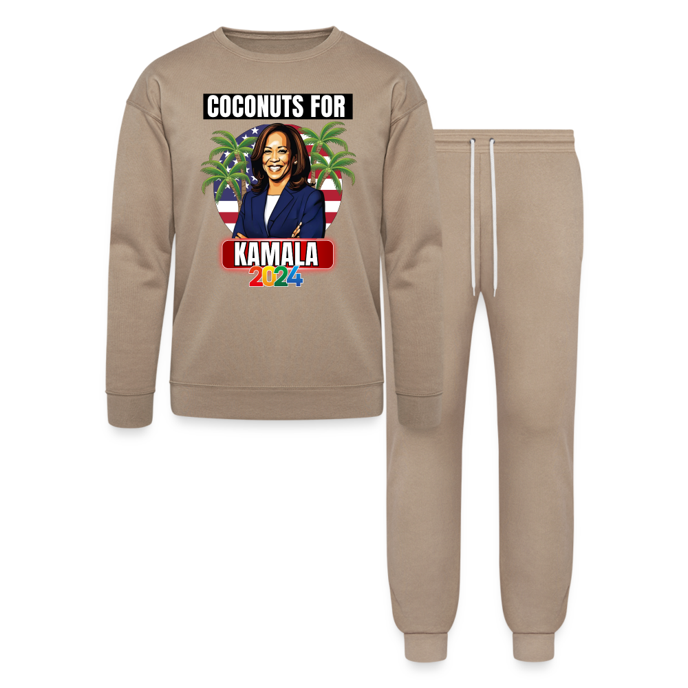 Kamala Harris for President You Think You Just Fell Out Of A Coconut Tree 2024, Bella + Canvas Unisex Lounge Wear Set - tan