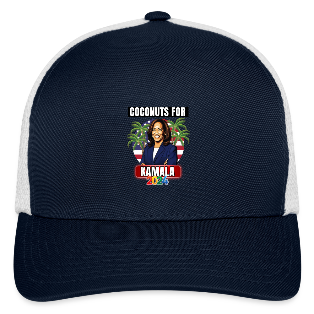 Kamala Harris for President You Think You Just Fell Out Of A Coconut Tree 2024, Flexfit Fitted Baseball Cap - navy/white