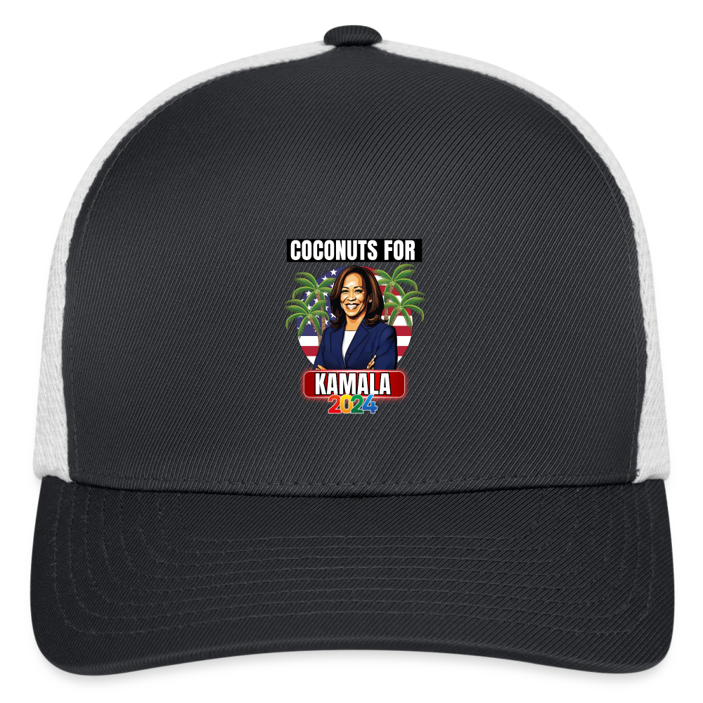 Kamala Harris for President You Think You Just Fell Out Of A Coconut Tree 2024, Flexfit Fitted Baseball Cap - dark gray/white