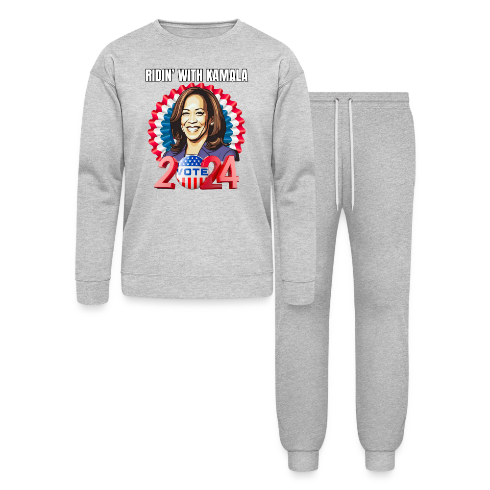 Ridin with Kamala harris for president 2024, Bella + Canvas Unisex Lounge Wear Set - heather gray