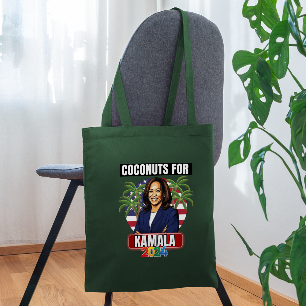 Kamala Harris for President You Think You Just Fell Out Of A Coconut Tree 2024, Tote Bag - forest green