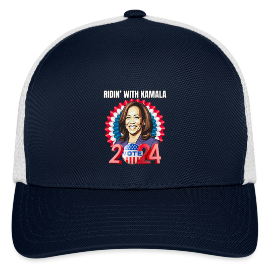 Ridin with Kamala harris for president 2024. Flexfit Fitted Baseball Cap - navy/white