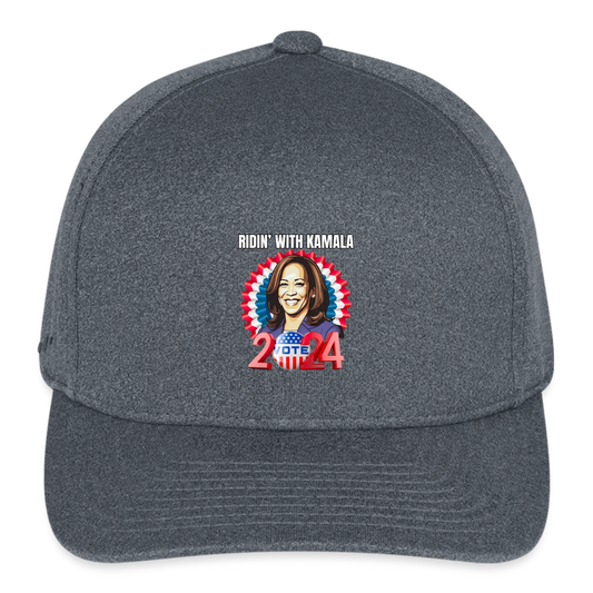 Ridin with Kamala harris for president 2024, Flexfit Fitted Melange Baseball Cap - dark heather gray