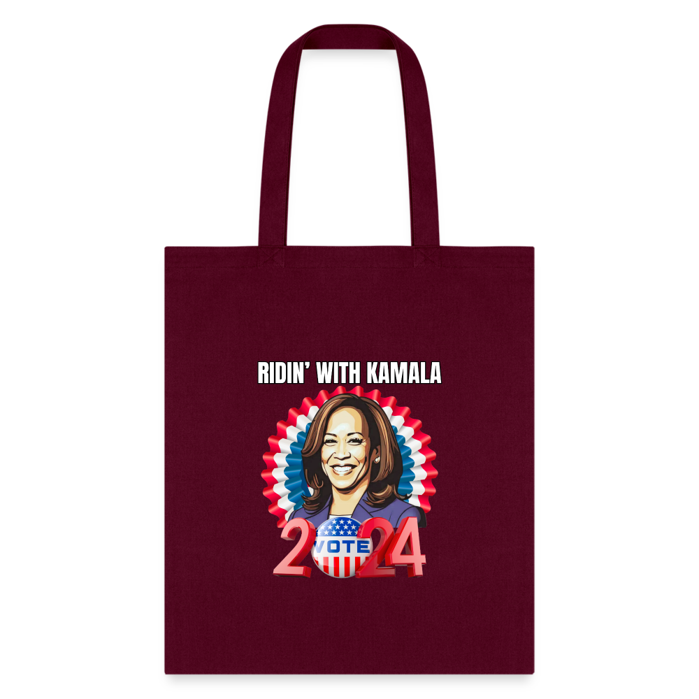 Ridin with Kamala harris for president 2024, Tote Bag - burgundy