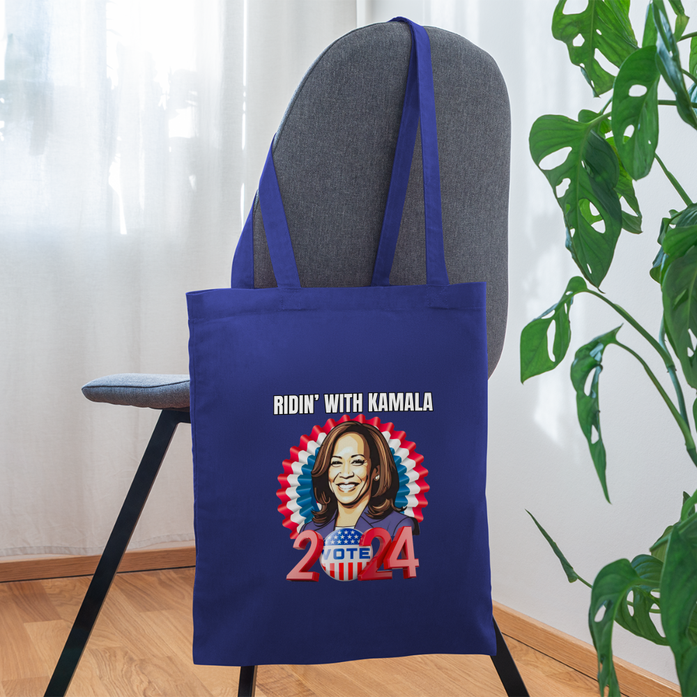 Ridin with Kamala harris for president 2024, Tote Bag - royal blue