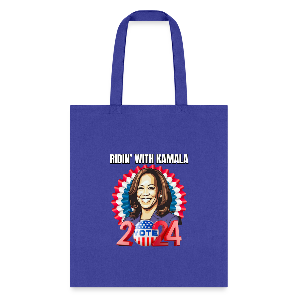 Ridin with Kamala harris for president 2024, Tote Bag - royal blue