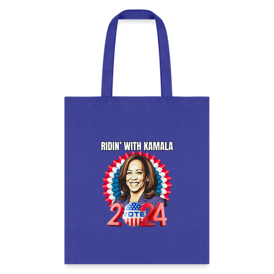 Ridin with Kamala harris for president 2024, Tote Bag - royal blue