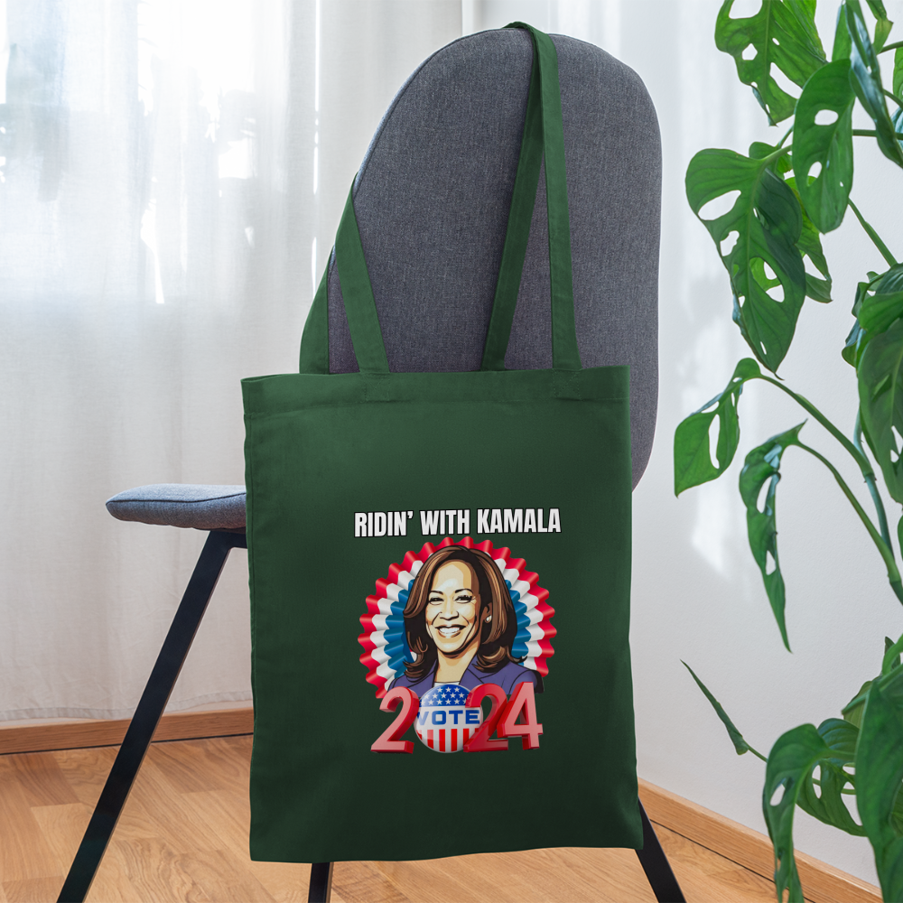 Ridin with Kamala harris for president 2024, Tote Bag - forest green