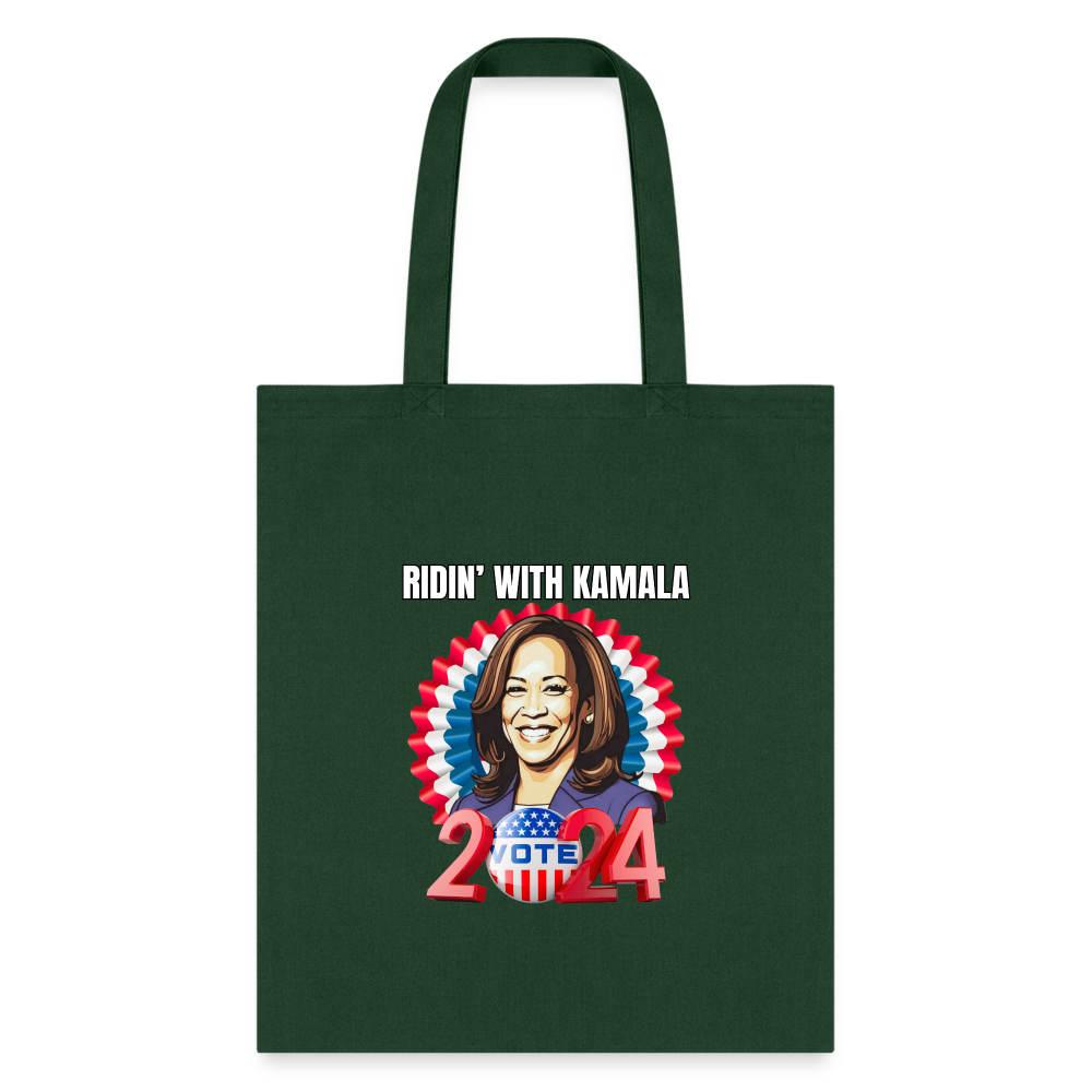 Ridin with Kamala harris for president 2024, Tote Bag - forest green