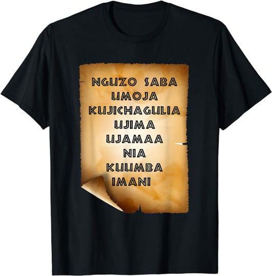 Kwanzaa Africa Design Seven Principles of Kwanzaa Scroll T-Shirt